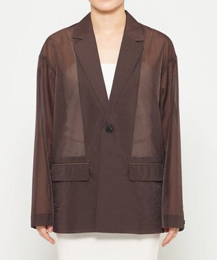 uncrave 【久慈暁子さん着用】シアー オーガンジー シャツ ジャケット ブラウン（佐藤晴美さん着用）