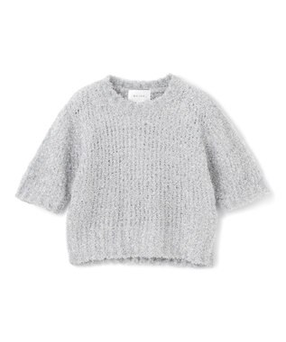 BEIGE， 【洗える・Precious 4月号掲載】TRITOMA / ラメクルーネック半袖ニット Silver