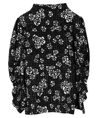 Green Parks ■ＥＳＣＡＲ　ボトルネッククレープカットプルオーバー Flower Black