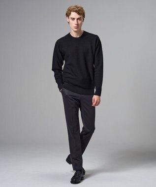 JOSEPH HOMME 新柄【イージーケア】 ヴィスコースリンクス　クルーネックニット ブラック系