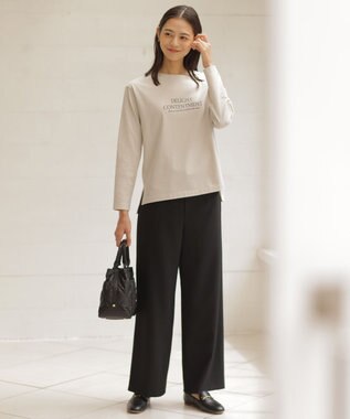 J.PRESS LADIES 【洗える】ツムギート flannel ワイド パンツ ブラック系