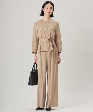 自由区 【セットアップ対応・洗える】ドレープツイルプルオーバー ブラウス ベージュ