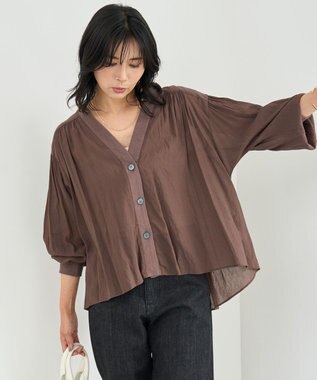 UNFILO シアーシャツ カーディガン ブラウン