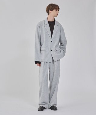 WEGO 【ウエストゴム/MLサイズ展開/ユニセックス着用ITEM】ボンディングワイドスウェットパンツ 杢グレー