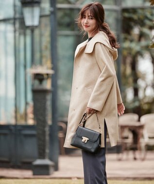 ANY SIS ウールライクミドルフーディ コート ベージュ