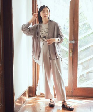 earth music&ecology シアーシャツ Gray Beige