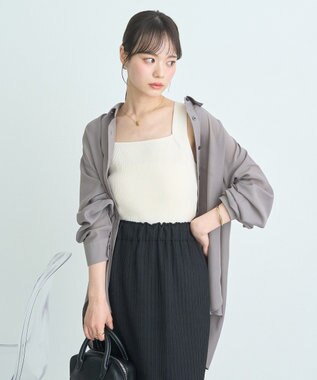 earth music&ecology シアーシャツ Gray Beige