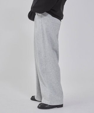 WEGO 【ウエストゴム/MLサイズ展開/ユニセックス着用ITEM】ボンディングワイドスウェットパンツ 杢グレー