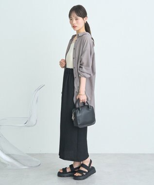 earth music&ecology シアーシャツ Gray Beige