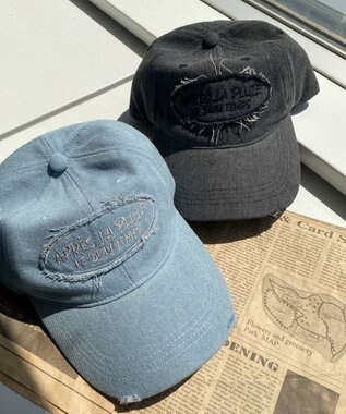 WEGO サークルフリンジロゴデニムキャップ デニム淡加工色