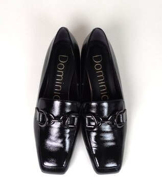Dominic3 ダブルリング レザーローファー ブラックエナメル