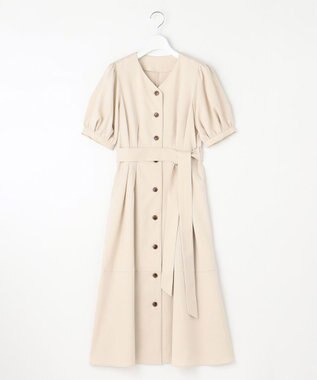 Feroux 【洗える】パフスリーブシャツ ワンピース ベージュ系