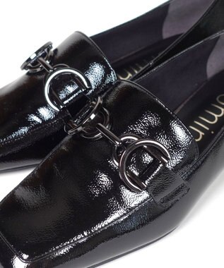 Dominic3 ダブルリング レザーローファー ブラックエナメル