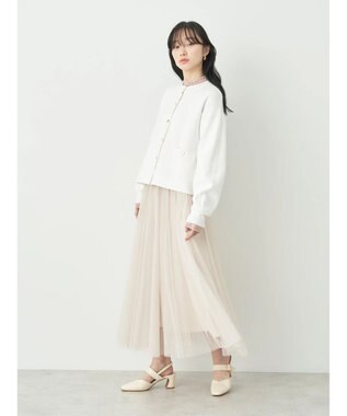 earth music&ecology チュールフレアスカート Light Beige