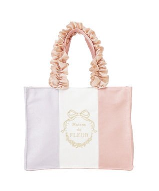 Maison de FLEUR トリコロールフリルハンドルトートバッグ Multi