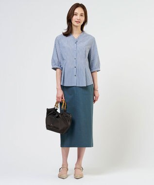 J.PRESS LADIES 【2way】ギャザーバンブー トート バッグ ブラウン系