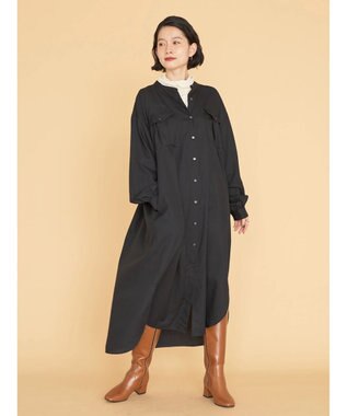 AMERICAN HOLIC イージーケアＷポケットシャツワンピース Black