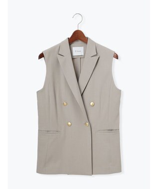 Te chichi リネンライクダブルブレストジレ(セットアップ可) Ｓグレー