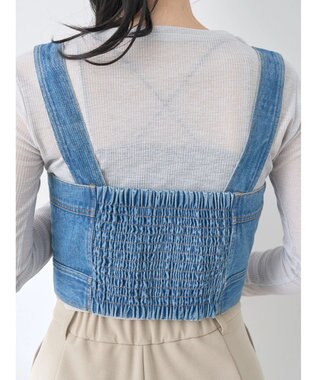 earth music&ecology フロントボタンデニムビスチェ Indigo