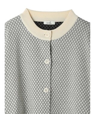 earth music&ecology ダイヤ柄ジャガードカーディガン Off White