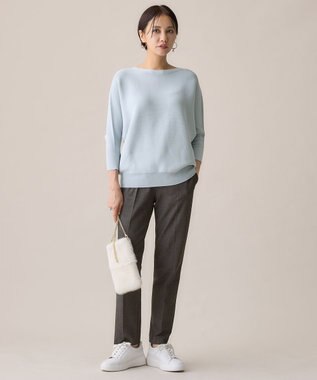 自由区 S 【WEB限定・洗える】コットンストレッチホールガーメントドルマン ニット スカイブルー系