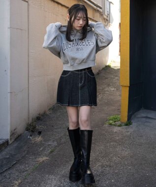 WEGO デニムプリーツミニスカート デニムブラック