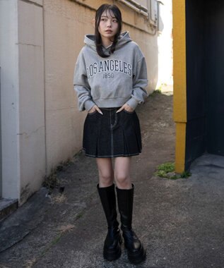 WEGO デニムプリーツミニスカート デニムブラック