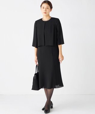 自由区 FORMAL 【洗える】セオアルファバラシャ ウォッシャブル ワンピース ブラック系