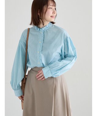 Te chichi パターンアソートスタンドフリルブラウス グリーン