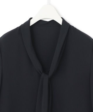 ICB 【洗える】BackSatinAmunzen  ボウタイブラウス ネイビー系