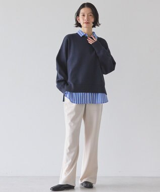 AMERICAN HOLIC 袖ボリュームサイドスリットニットプルオーバー Navy