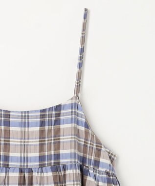 ANY チェックシャーリングワンピース ブラウン×ブルー