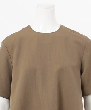 23区 【エステータ】ウールリネン 半袖フレアワンピース カーキ系