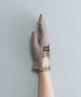 ORuKuBET タータンチェックジャージグローブ (WOMEN)【タッチパネル対応】 ベージュ