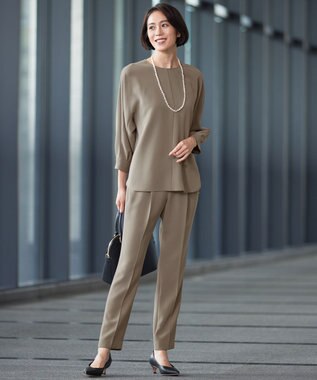 自由区 L 【19号サイズまで展開・カタログ掲載・セットアップ対応】トリアセダブルクロステーパード パンツ モカ