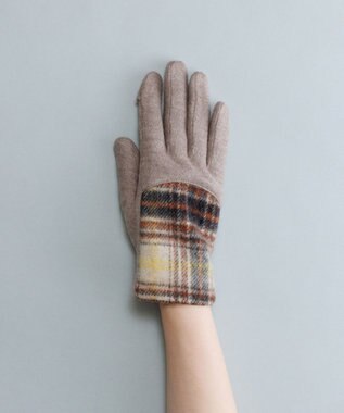 ORuKuBET タータンチェックジャージグローブ (WOMEN)【タッチパネル対応】 ベージュ