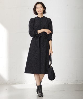 J.PRESS LADIES 【洗える】フェミニッシュパウダー dots ワンピース ブラック系5
