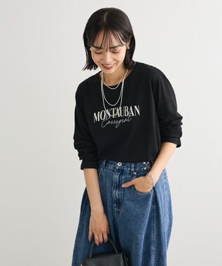 Green Parks キレイ目ロゴ長袖Ｔシャツ Black
