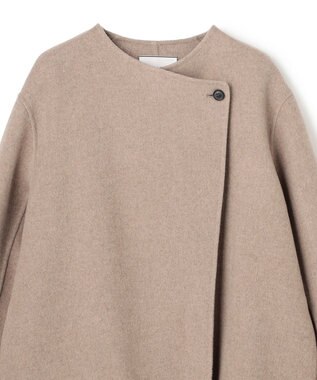 BEIGE， BOW / ウールリバー ノーカラージャケット Top Taupe