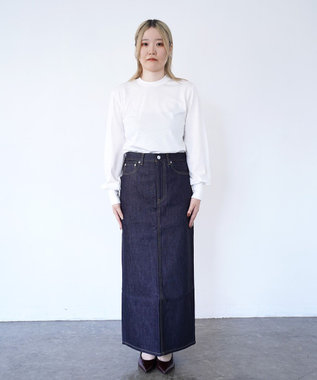 woadblue ＜坪田あさみさんコラボ＞I LINE DENIM SKIRT（RIGID BLUE）Iライン デニムスカート BLUE