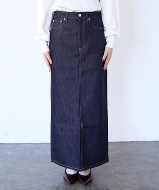 坪田あさみさんコラボ＞I LINE DENIM SKIRT（RIGID BLUE）Iライン