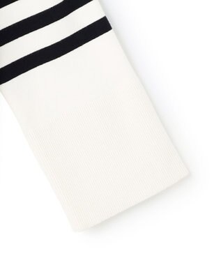 uncrave スウェットライクニット スキッパートップス オフ×ネイビーボーダー