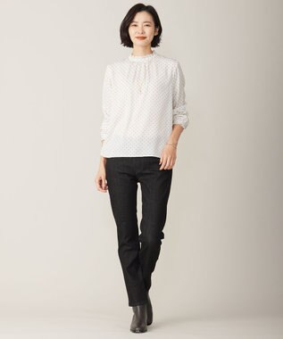 J.PRESS LADIES S 【洗える】ピーチサテン 幾何プリント ブラウス ホワイト系5