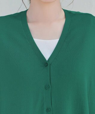 Tiaclasse L 軽やかニットドルマンカーディガン グリーン