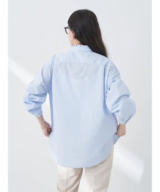 earth music&ecology Ｔ／Ｃ　スタンドフリルブラウス Stripe