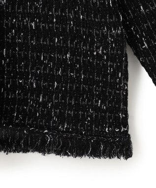 ICB L ルレックスニットツイード カーディガンジャケット ブラック×シルバー系