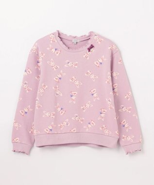 ANY KIDS アニマル 総柄 トレーナー ラベンダー×ウサギ