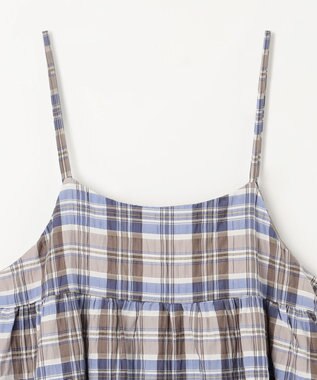 ANY チェックシャーリングワンピース ブラウン×ブルー