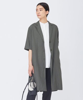 ICB 【洗える】 Unleash  半袖ロングジャケット ダークカーキ系