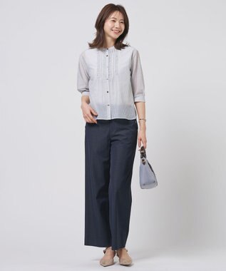 J.PRESS LADIES シアーピンストライプ カットソー オフベース系